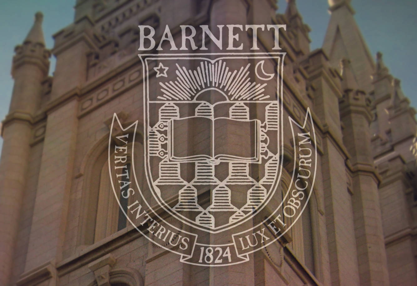 Logo for Barnett University, a fictional school inspired by Lovecraft's Miskatonic.